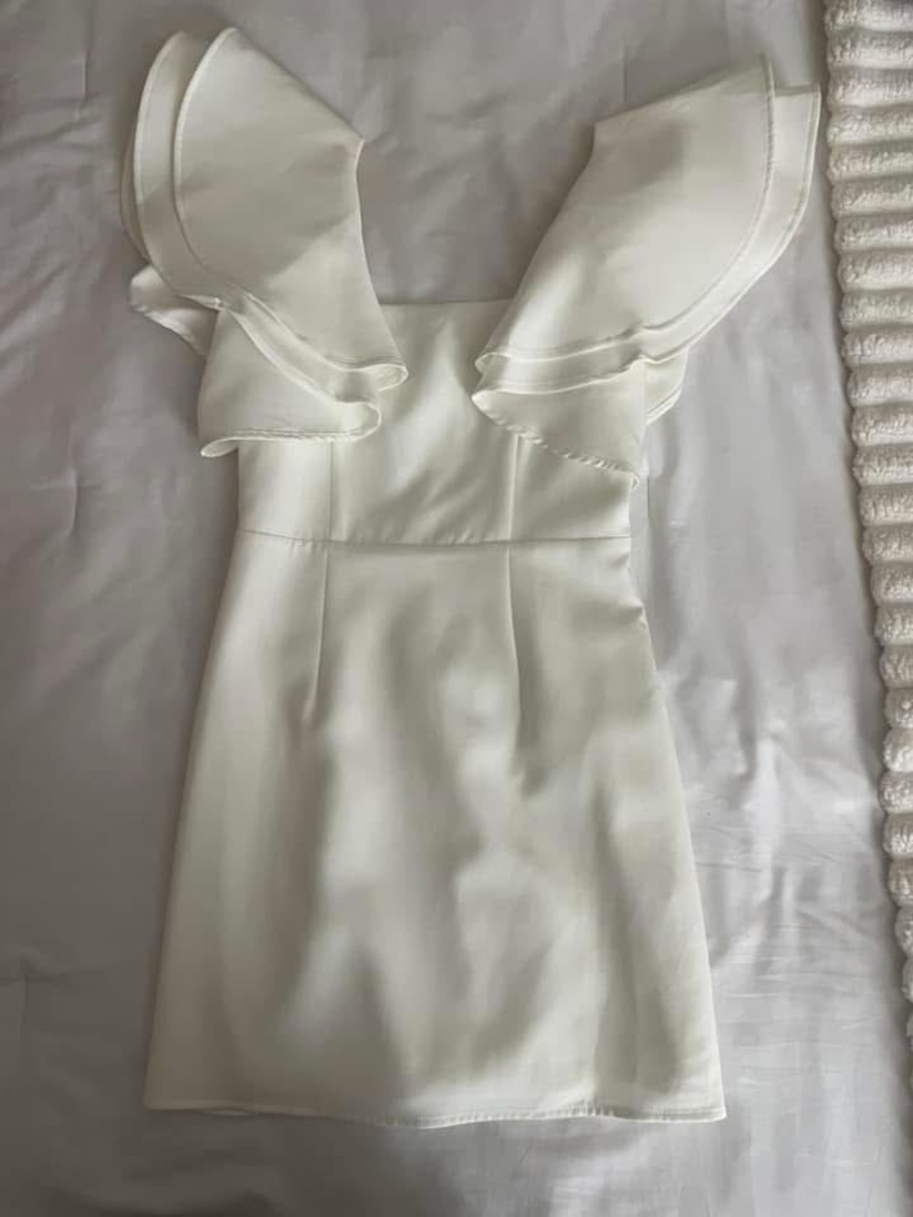 White Ruffle Sleeve Mini Dress - Elegant Women’s Dress